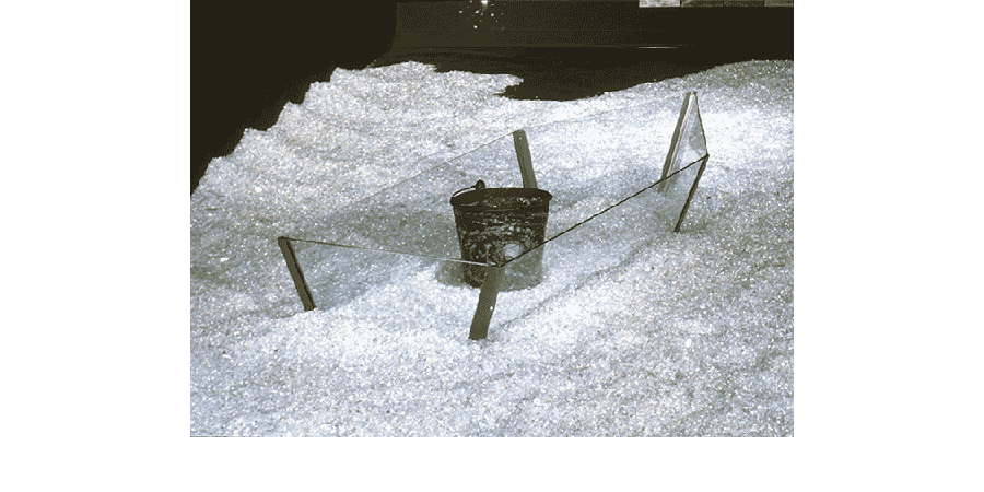 TRANSCENDERE (detail) 1998 boat dimensions 24X73X30 inches, glass, steel bucket Saddleback College Art Gallery, Mission Viejo, California - Carol Saindon Artist
